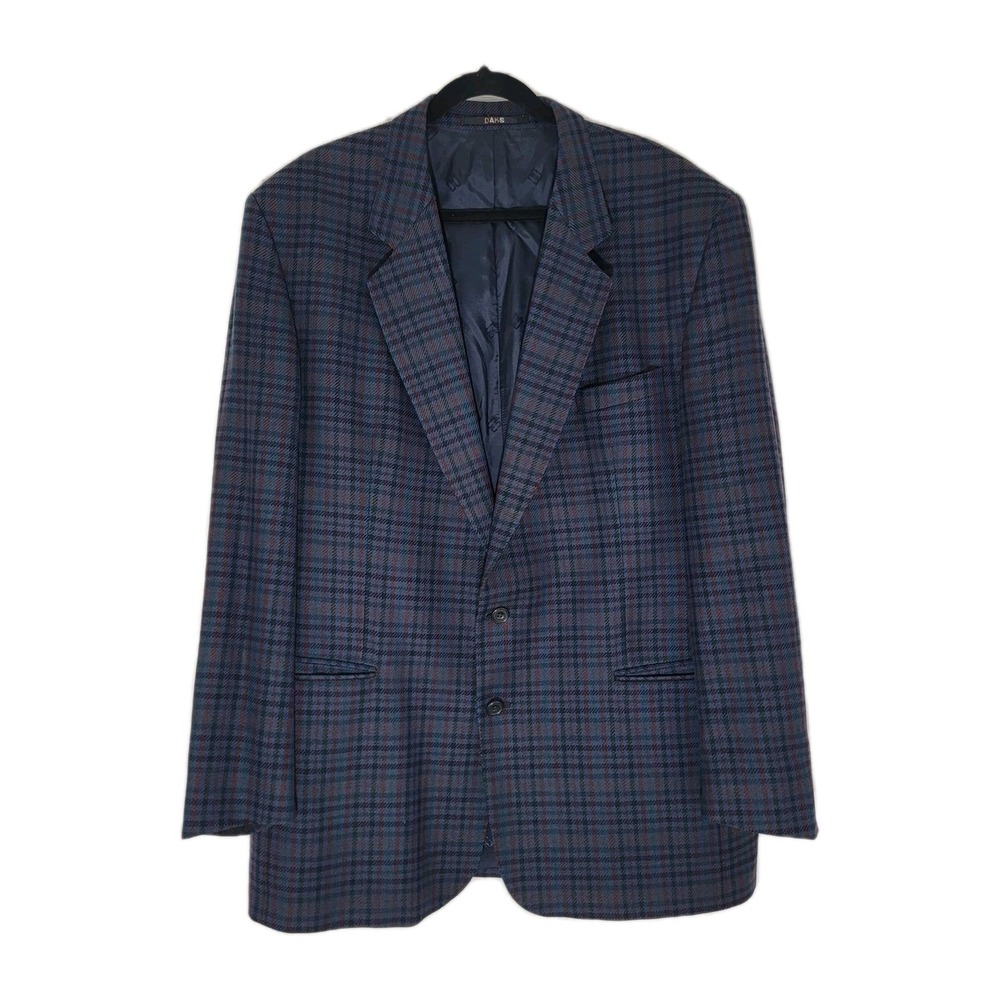 Vintage‎ Daks London Wool Tweed Plaid Blazer Two Button Multicolor Size 48L